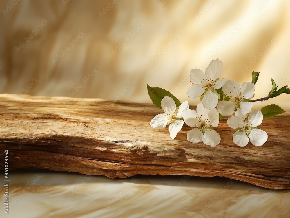 Wall mural delicate white blossoms