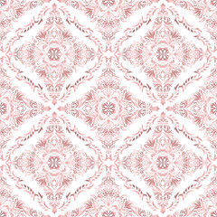 Fototapeta premium Classic Damask seamless pattern, Vintage design, element style, rose gold floral ornament, Luxury Ornamental lace tracery, wallpaper, Traditional background, Vector Illustration for Textile Design
