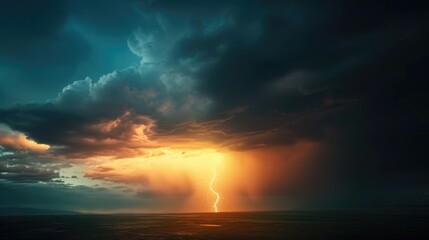 Evening light shines on the thunderstorm.