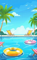 Obraz premium Summer poolside relaxation