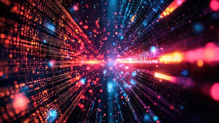 Naklejka premium Abstract digital grid with light