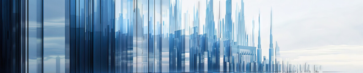 Obraz premium A modern art interpretation of a Catholic cathedral's soaring spires, with blue and gray hues intermingling harmoniously.