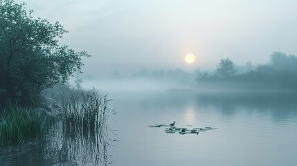 Golden hour reflecting on a calm lake