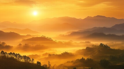 Obraz premium Golden hour reflecting on a calm lake