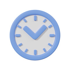 3D illustration with a simple blue circle clock of efficient time tracking concept isolated on transparent background.