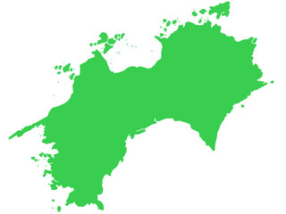 Fototapeta premium 少しゆるい四国地図 フチなし マップ