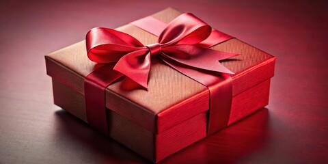 Obraz premium Closeup of a red gift box with a bow on top