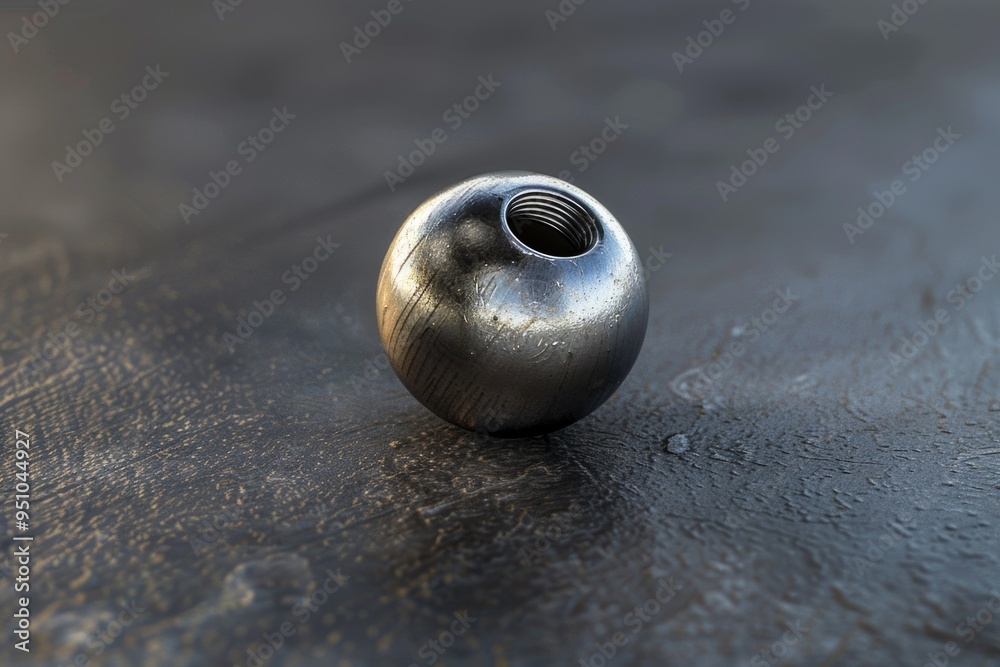 Poster a metal object sits atop a table, ready for use