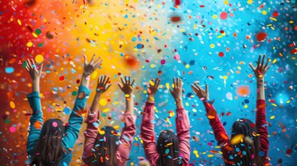 Successful Team Celebration with Space for Congratulations Text