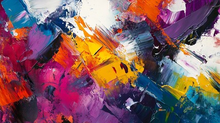 Naklejka premium Abstract Expressionism: Bold Brushstrokes & Vibrant Color Contrasts