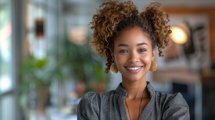 Confident Businesswoman Leading Presentation with Copyspace for Text