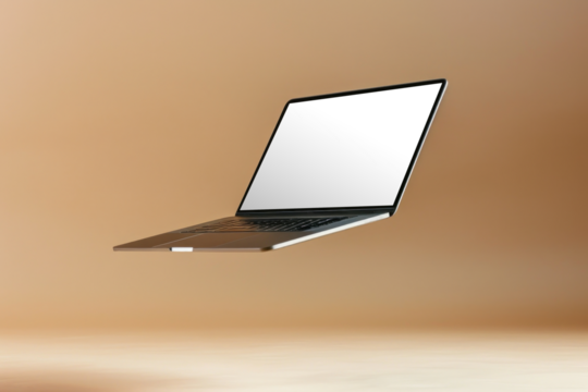 PNG Floating laptop mockup, transparent background
