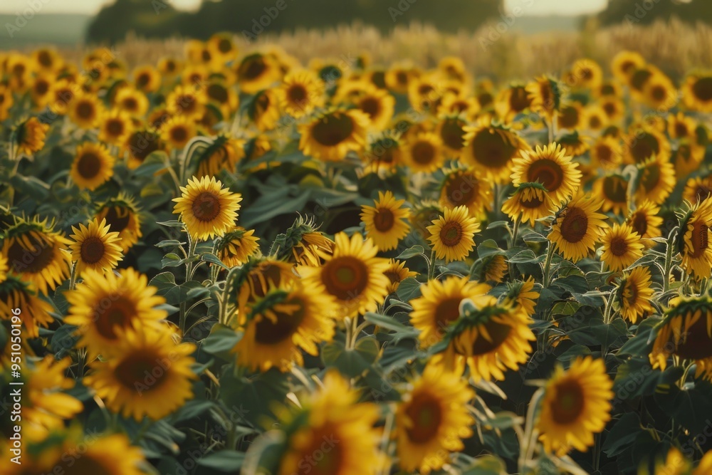 Sticker Sunflower field under sunny sky