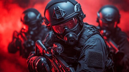 SWAT Team in Action: Adrenaline surges through the veins of this elite SWAT team, ready to face any threat. Their focused gazes and tactical gear convey a sense of unwavering determination and readine