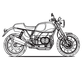 Black and white coloring book motorcycle isolated on white background