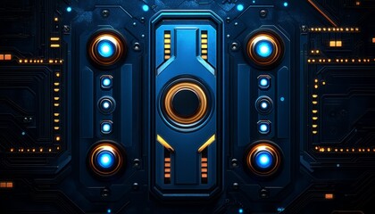 Fototapeta premium Futuristic Interface with Illuminated Buttons and Circuitry