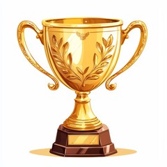Fototapeta premium Golden trophy cup, success, achievement, winner, clipart, white background, high quality