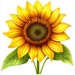 Naklejka premium Vibrant sunflower, nature, garden, sunny, clipart, white background, high quality
