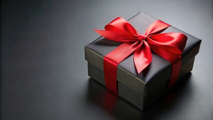 Fototapeta premium Square black gift box with a stunning red bow, perfect for any special occasion