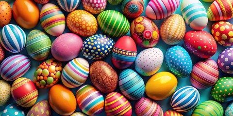 Fototapeta premium Colorful easter eggs background with retro flair