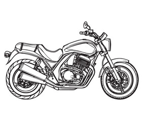 Black and white coloring book motorcycle isolated on white background