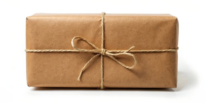 Brown paper parcel with blank space for text