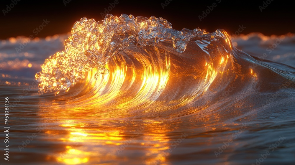 Sticker Golden Wave at Sunset