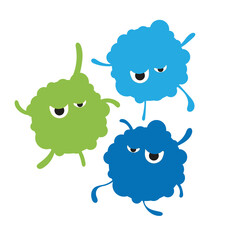 illustration of three infectious viruses
