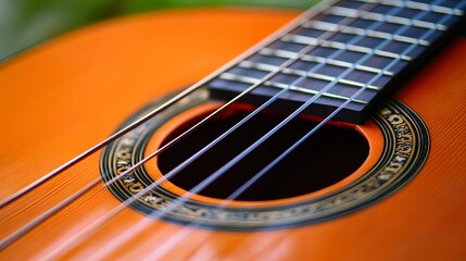Obraz premium Sunlit Guitar Strings: A Close-up View
