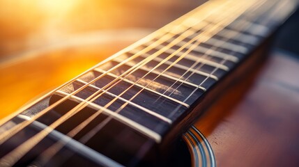 Obraz premium Guitar Strings Gleaming in Natural Light: A Close-Up 1
