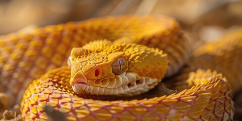 Fototapeta premium Close-up image of a venomous desert snake known as the horned viper.