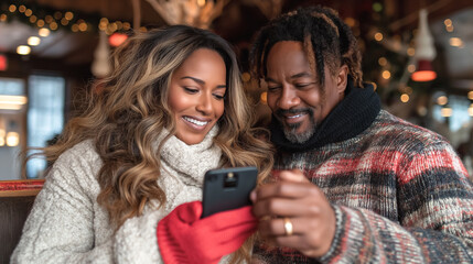 black couple shopping online deals for cyber monday