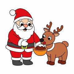 Santa Claus with reindeer vector illustration