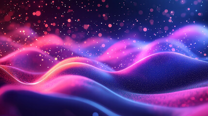 Fototapeta premium Glowing abstract shapes floating in a virtual space, digital glowtime, innovative and futuristic