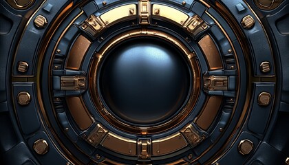 Abstract Circular Design with Gold and Black Elements