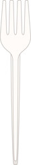 Simple white plastic fork standing up on a white background