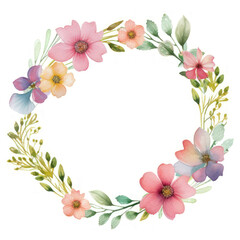 Fototapeta premium PNG Flowers circle border pattern plant white background.