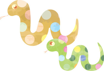 かわいいヘビの親子のイメージイラスト