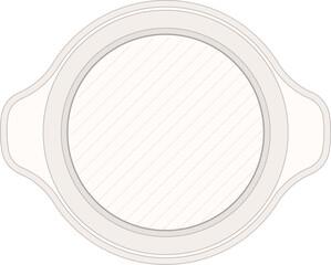 Empty round baking dish with handles, perfect for baking delicious meals