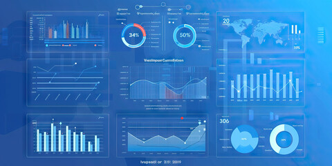 A sleek infographic using blue hues to visually communicate the effectiveness of a company's marketing campaigns.