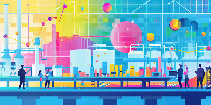 A colorful scatter plot illustrating the correlation between employee training hours and productivity in a manufacturing plant.