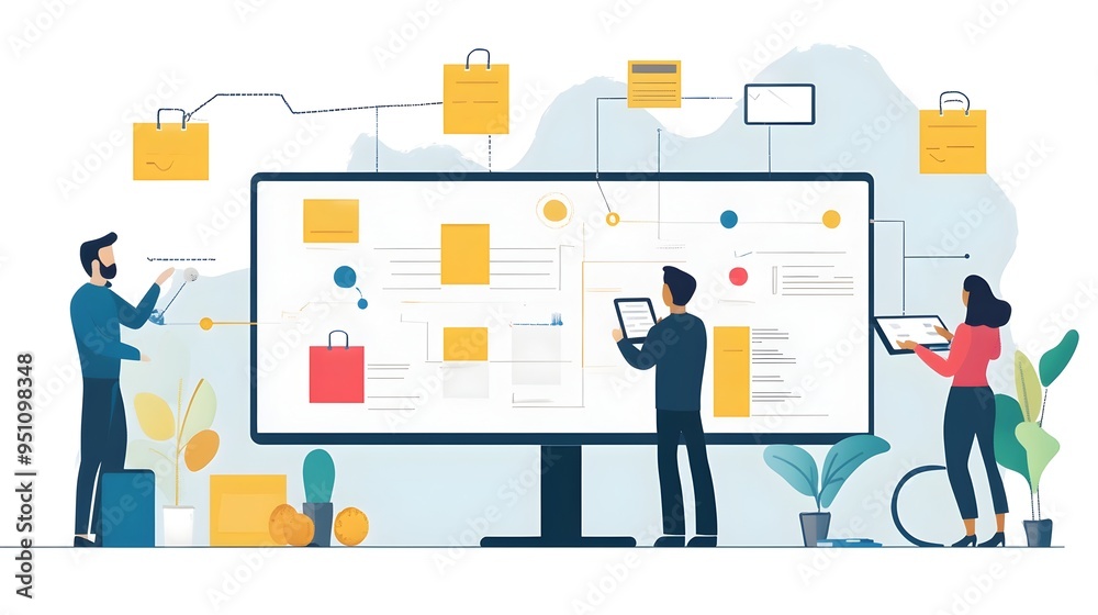 Poster minimalist and clean infographic design visualizing the key stages of the agile software development