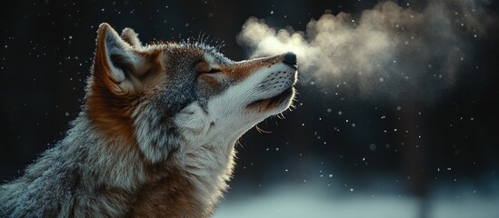 Wolf Exhaling in Winter Wonderland