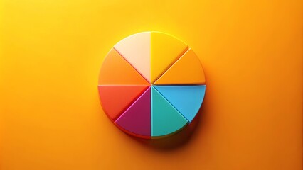 Obraz premium Vibrant pie chart bursting with energy and warmth on orange background, conveying joy and optimism