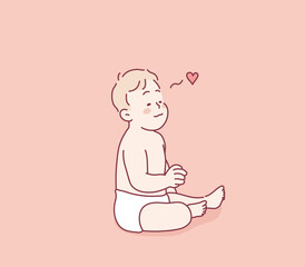 Smiling happy child. Hand drawn style vector design illustrations.