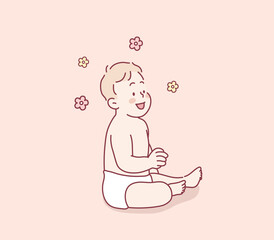 Smiling happy child. Hand drawn style vector design illustrations.