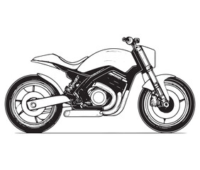 Fototapeta premium Black and white coloring book motorcycle isolated on white background