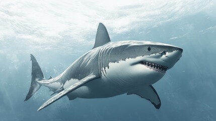 Naklejka premium Based on the image you sent me, the shark in the image is a great white shark