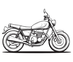 Fototapeta premium Black and white coloring book motorcycle isolated on white background