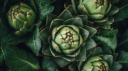 Close-up of Green Artichokes Growing in a Garden